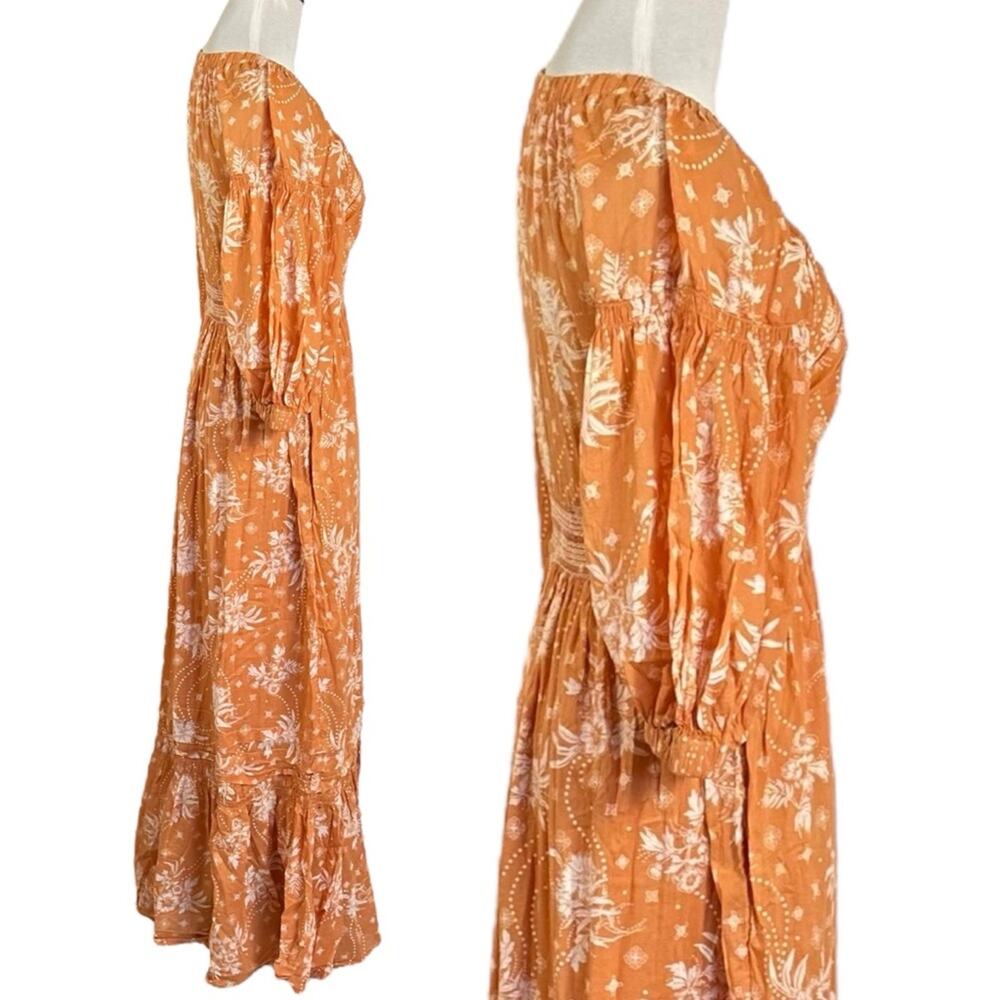 Free People Golden Hour Maxi Dress Bohemian Floral Dainty Tan Neutral Small - Picture 10 of 14